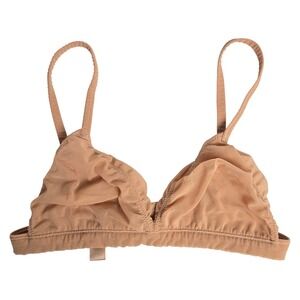 SKIMS XS Mesh Triangle Bralette Nude Beige Wireless‎ Unlined Sheer Lightweight